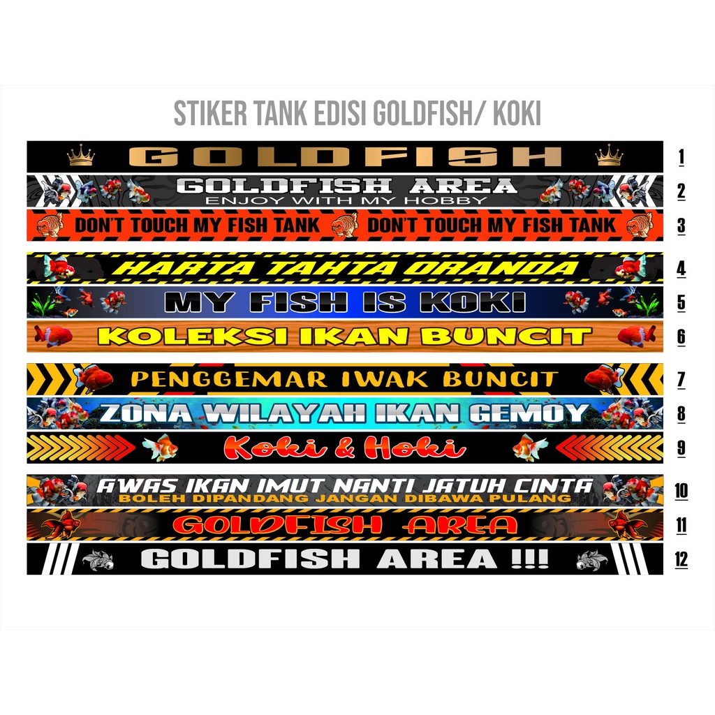 

(Bisa Request Edisi Ikan Koki) Stiker aquarium setiker aquarium stiker tank stiker iwak galak stiker predator fish