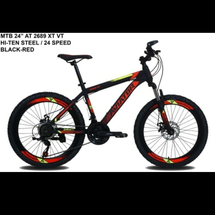 Sepeda MTB Gunung  24 inch AVIATOR 2689 XT Velg tinggi 24 speed