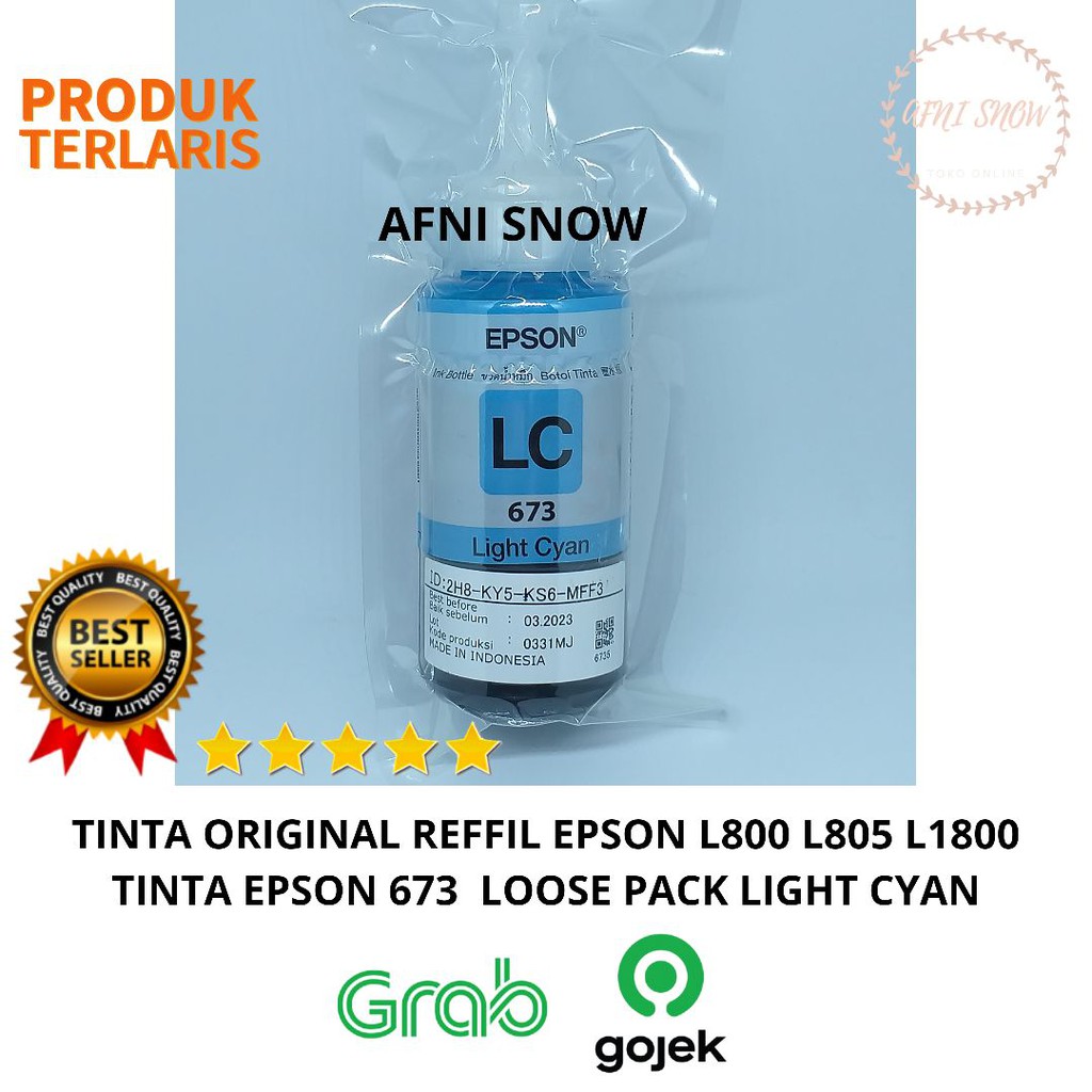 Tinta Epson Original 673 Reffil LOOSE PACK printer L1800 Light CYAN