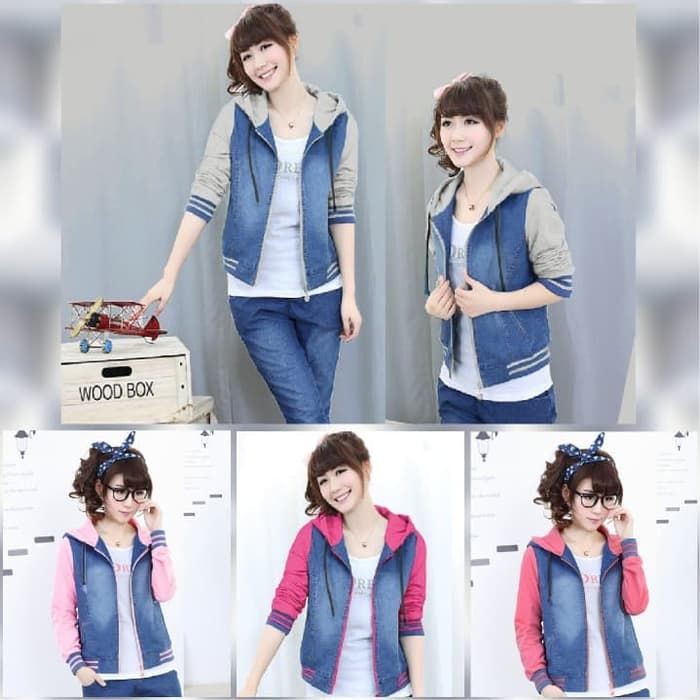 Jaket Chery LOJaket wanita jeans wash AbuPeachPinkPink fanta
