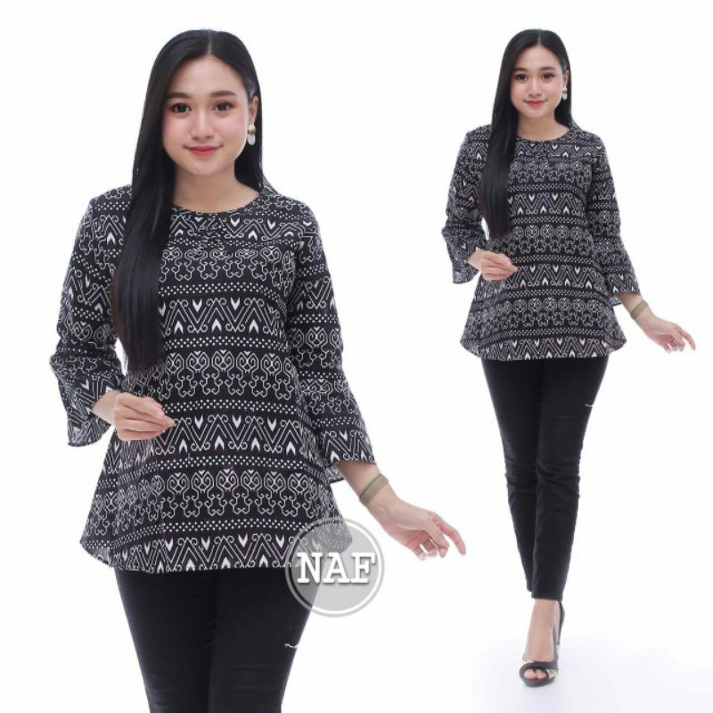 tey-17 Batik Wanita ASJ SA HRB026 Kenogo Kemeja Tosca Pendek-Model 16