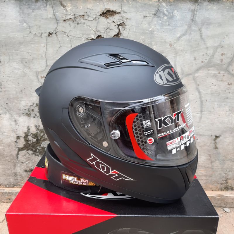 KYT FALCON FR 2 SOLID Hitam doff Visor FLAT ORIGINAL Double Visor