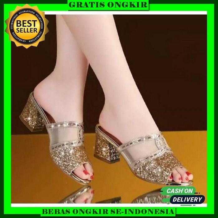 Sandal Sendal High Heels Wanita Casual Big Size Sepatu Haigh Hels Hak Tahu Pesta Hils Kekinian Korea