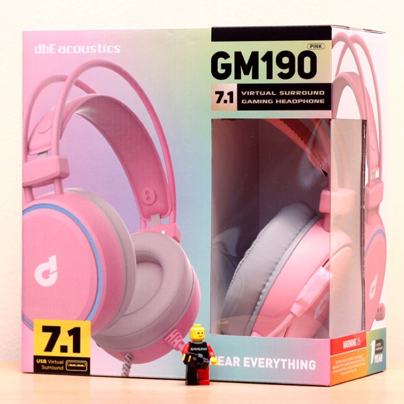 dbE GM190 Gm 190  7.1 Virtual Surround Gaming Headphone - Pink Edition