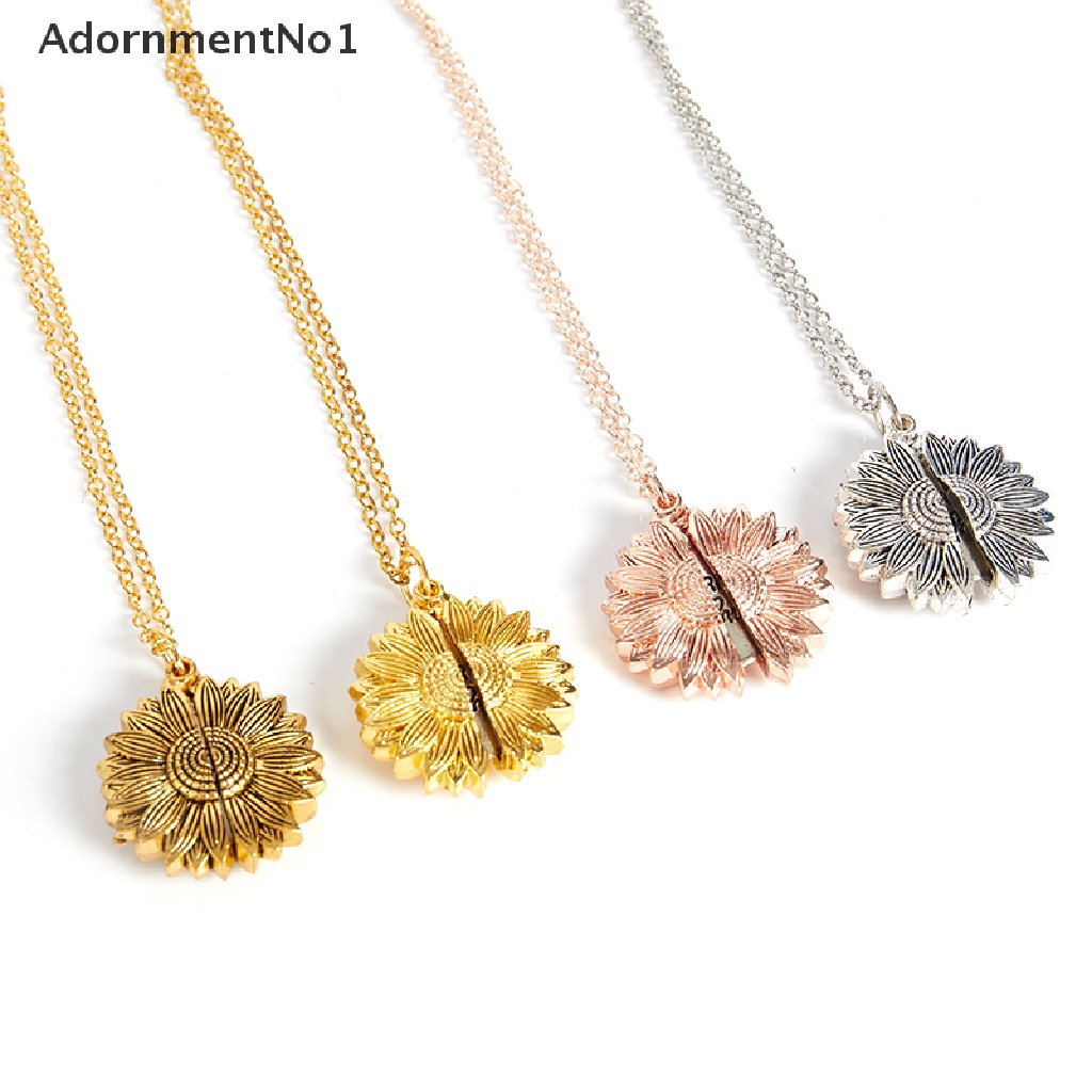 (AdornmentNo1) Kalung Rantai Dengan Liontin Bunga Matahari + Tulisan You are my sunshine Untuk Wanita