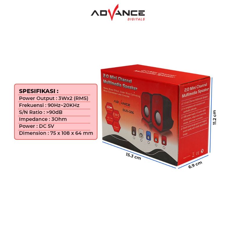 Advance Duo 026 - Speaker Komputer,Notebook,Laptop | Garansi Resmi Advance 1 Tahun