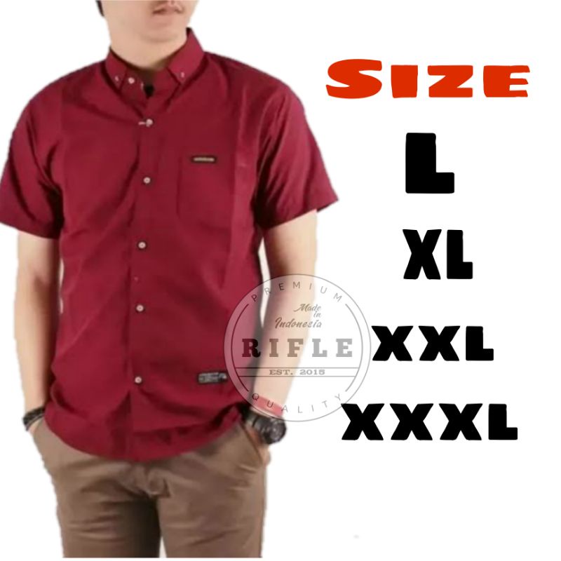 BIGSIZE!! KEMEJA LENGAN PENDEK PRIA POLOS SIZE L - XXXL