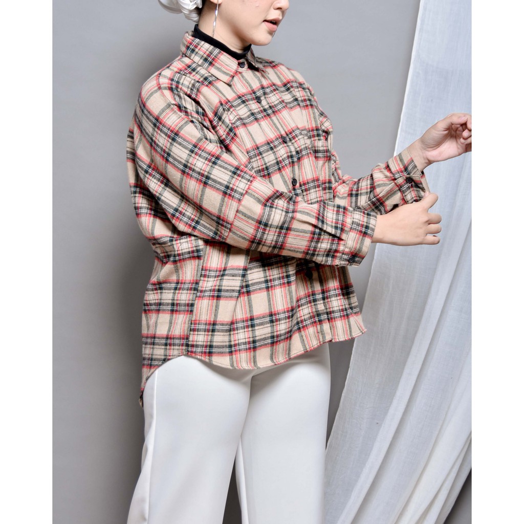 KEMEJA BOYFRIEND KOREA OVERSIZE OMBRE FLANEL PREMIUM SHIRT B341-Motif 12