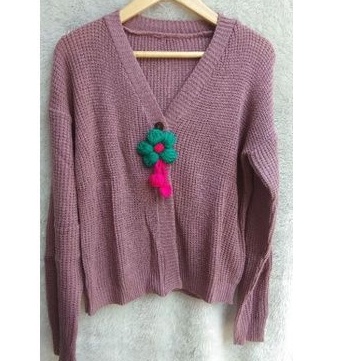 CARDIGAN RAJUT BUNGA KANCING 1TERLARIS CANTIK KANCING KEKINIAN MODIS STILE