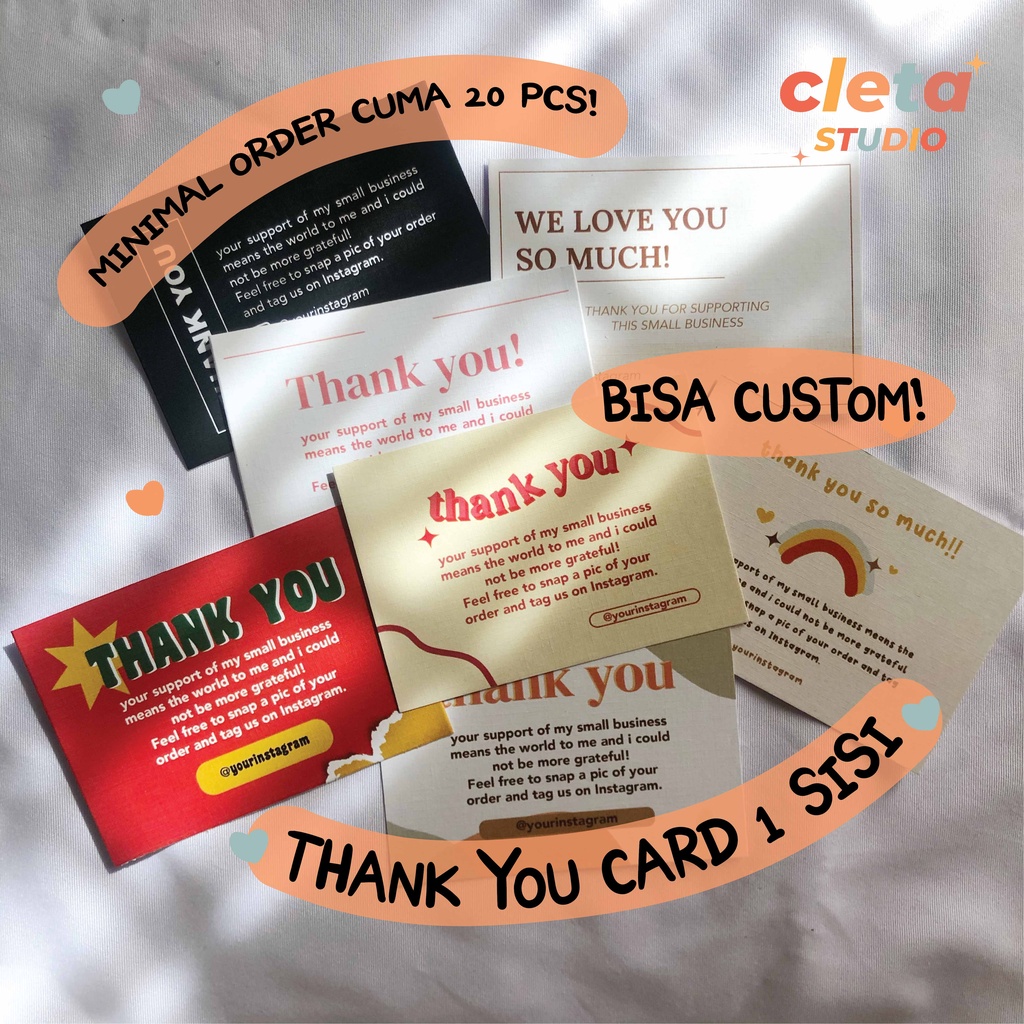 

THANK YOU CARD OLSHOP MURAH MINIMAL 20 PCS (1 SISI)