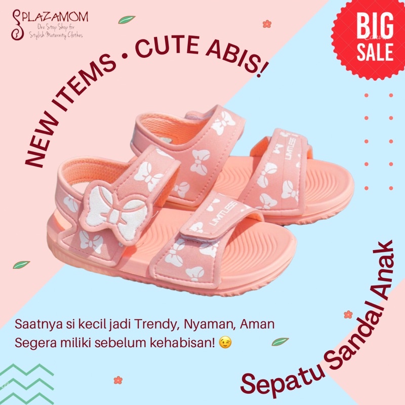 Sepatu Sandal EVA karet ANAK Perempuan Cewe Cewek Girl Kids Kid Sendal Selop Slippers Slip Strap Motif Kupu Empuk Ringan Anti slip Kualitas Premium Nyaman Bisa untuk outdoor indoor trendy stylish