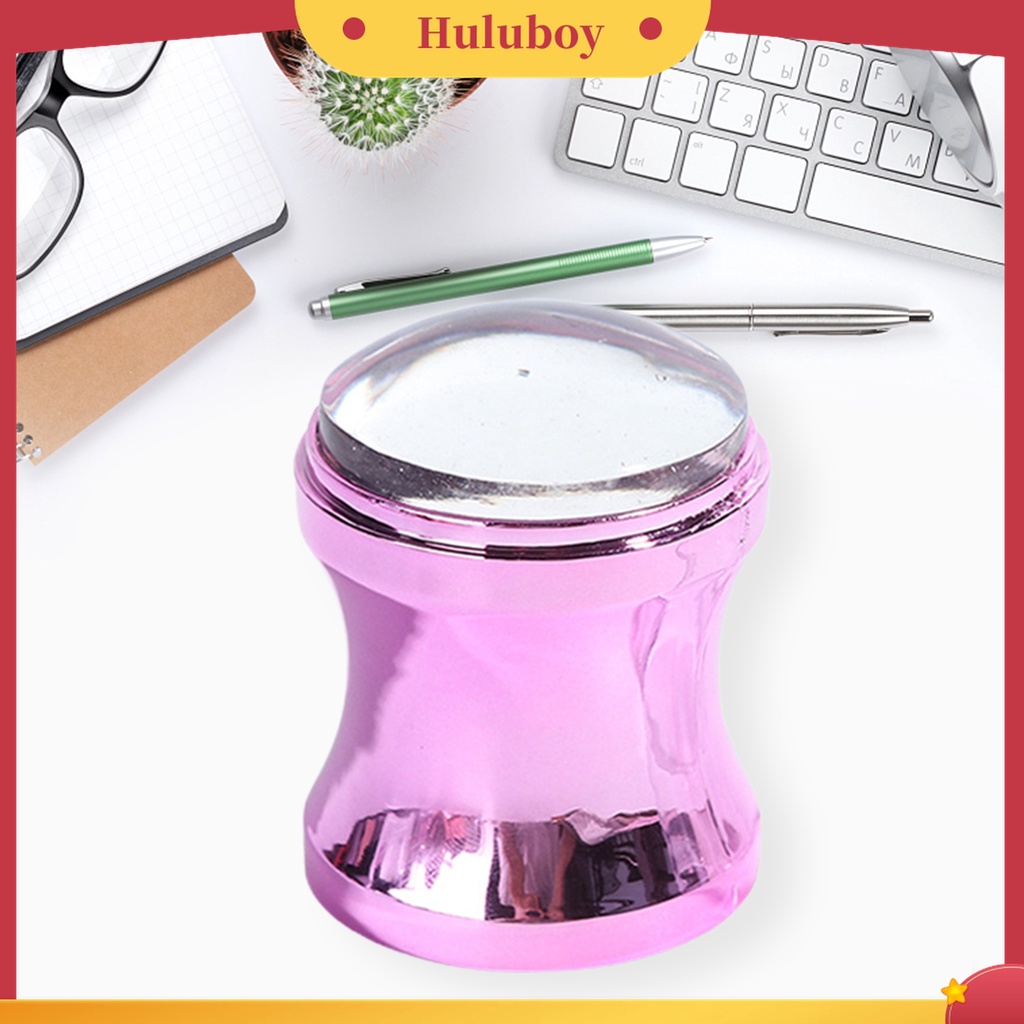 Huluboy Huluboy♡ Stempel Transparan Bahan Silikon Gagang Metal Warna Polos Untuk Nail Art