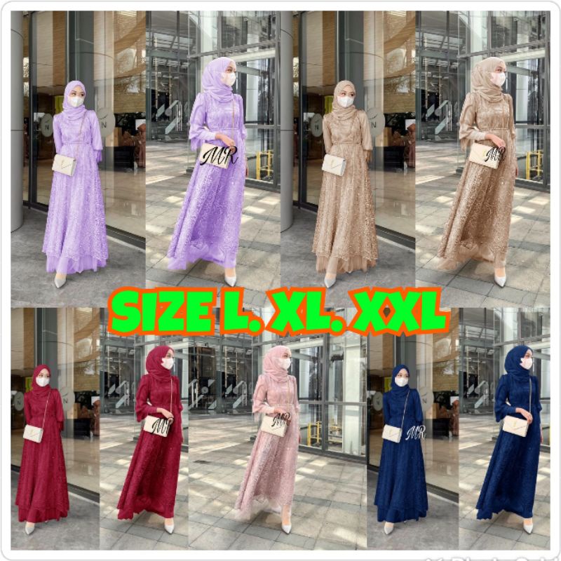 MAXY ZEFANYA / Baju kondangan kekinian / Gamis pesta brukat / dress muslim terbaru MR gamis seragam lebaran