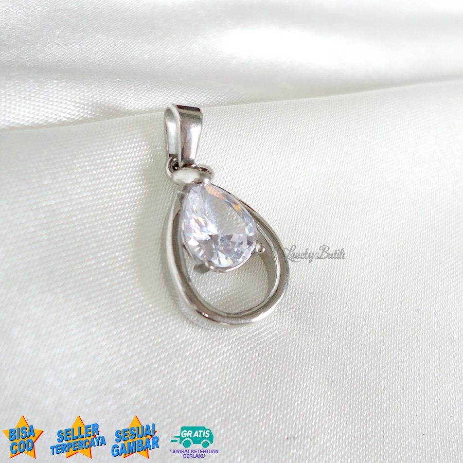 Lovelybutik -  Liontin Titanium Anti Karat Isabell4 Liontin Tanpa Kalung Titanium Model Terbaru Permata Zircon