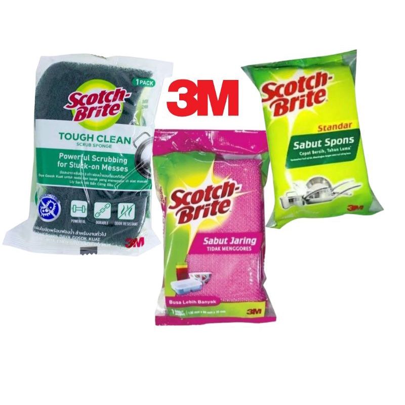 Scotch Brite 3M / Sabut Spons Gaya Gosok Kuat / Scotch Brite Sabut Jaring / Spons Cuci Piring