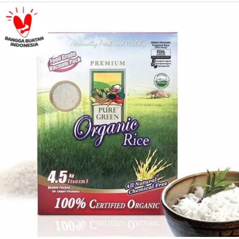 

Pure Green Organic Rice-Beras Organic Pulen Wangi 4.5kg