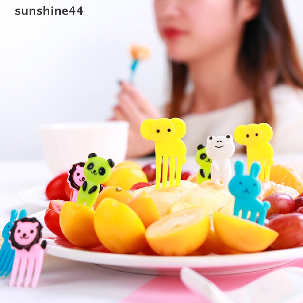 Sunshine Garpu Buah / Kue / Dessert Mini Desain Kartun Hewan Peternakan Untuk Anak