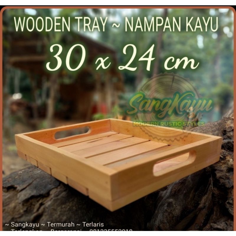 TERMURAH Nampan kayu 30x24cm Wooden Tray kotak serbaguna baki kayu HDL