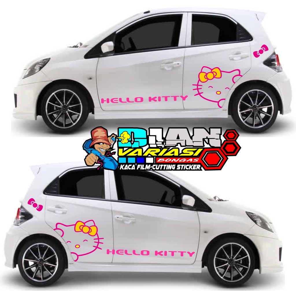 sticker hello kitty mobil brio jazz yaris datsun calya sigra dll