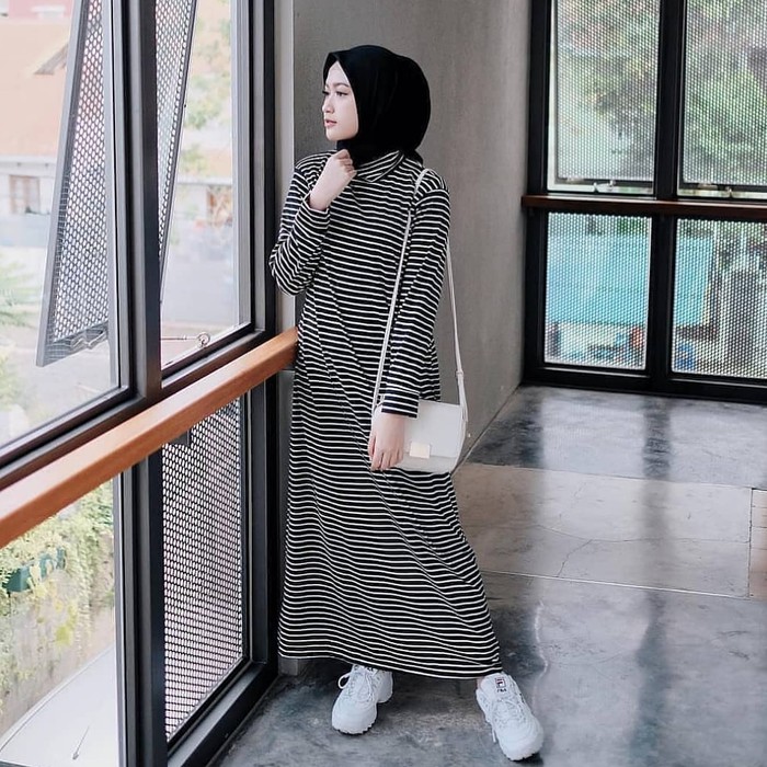 ORIGINAL STRIPI MAXI | DASTER SALUR MUSLIMAH | DRESS MUSLIM WANITA BERKUALITAS