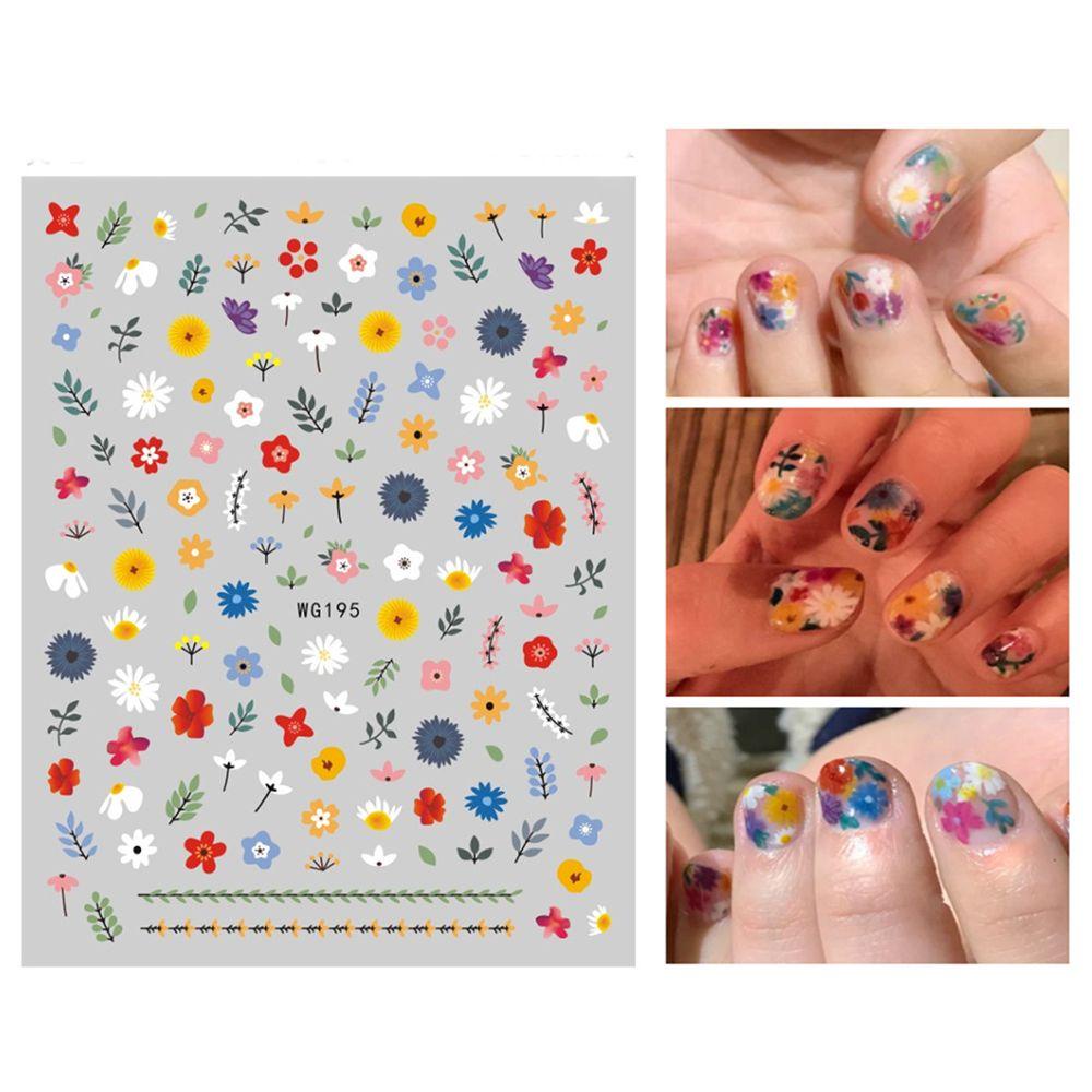 Solighter Stiker Nail Art Wanita Manicure Dekorasi DIY Tips Perekat Diri Bunga Mekar