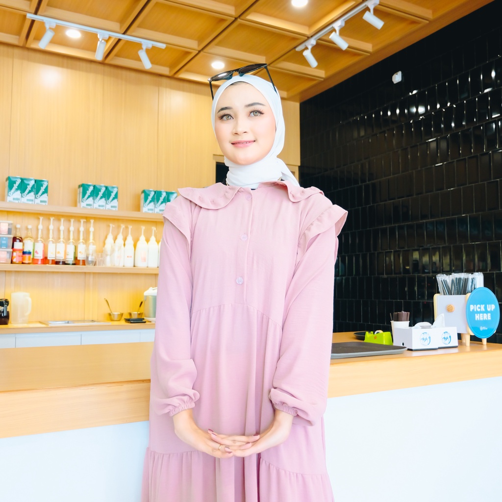 (MSB) GAMIS VIVY MIDI DRESS REMAJA WANITA CRINCLE AIRFLOW