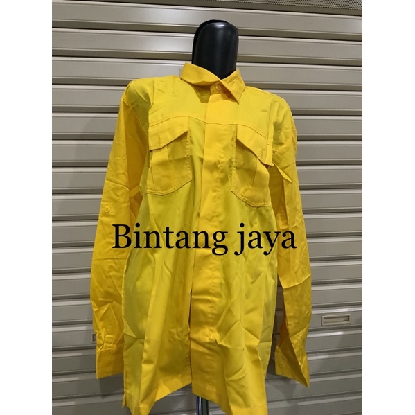 BAJU KEMEJA POLOS KUNING LENGAN PANJANG