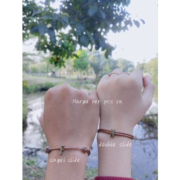 (READY STOK) FREE GIFT Gelang Inisial Huruf Coklat Couple Cowo cewe Pasangan Sahabat Ultah Anniversa