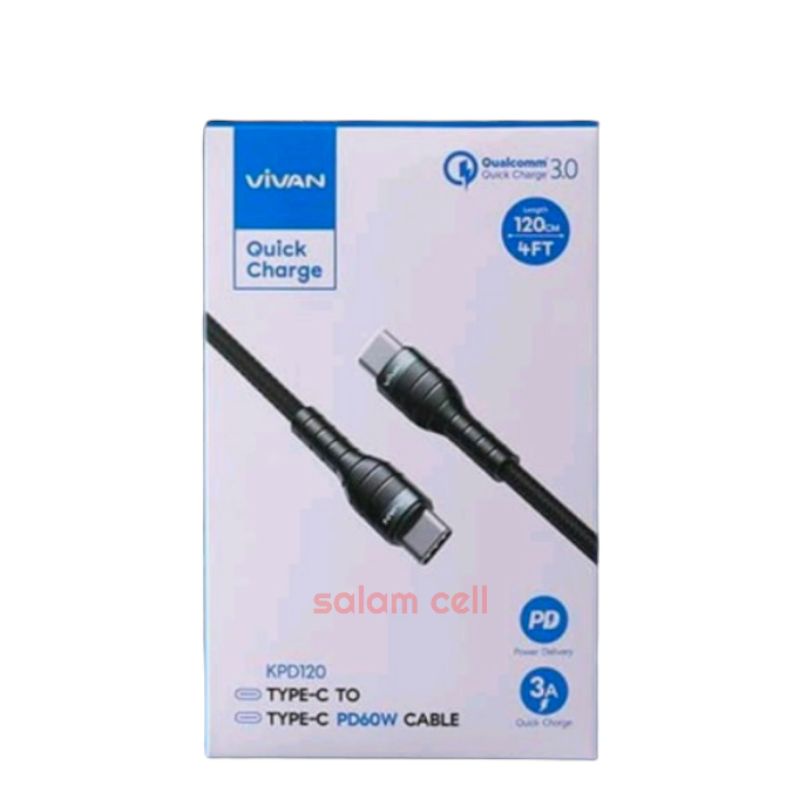 Kabel Data type-C to Type-C VIVAN KPD120 Original Garansi