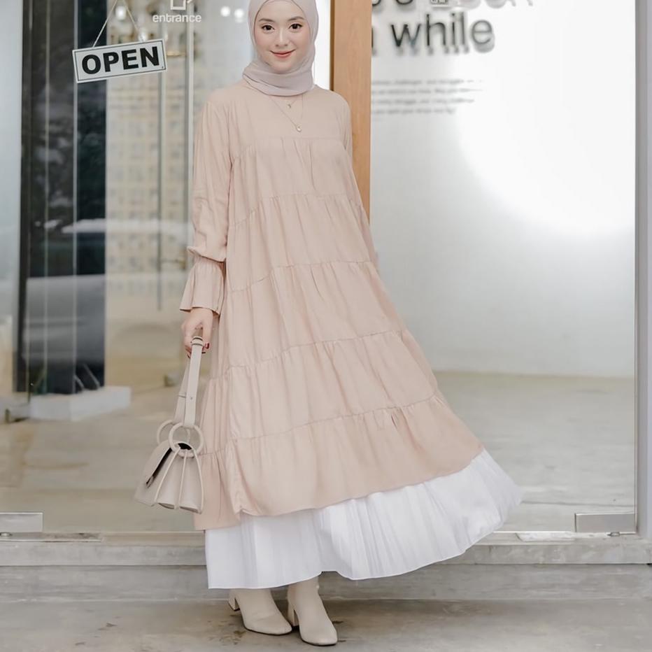 Promo Terbatas CEMPAKA TUNIK FULL RUFLE / CEMPAKA TUNIK JUMBO RAYON PREMIUM RUFFLE / MIDI DRESS CREP