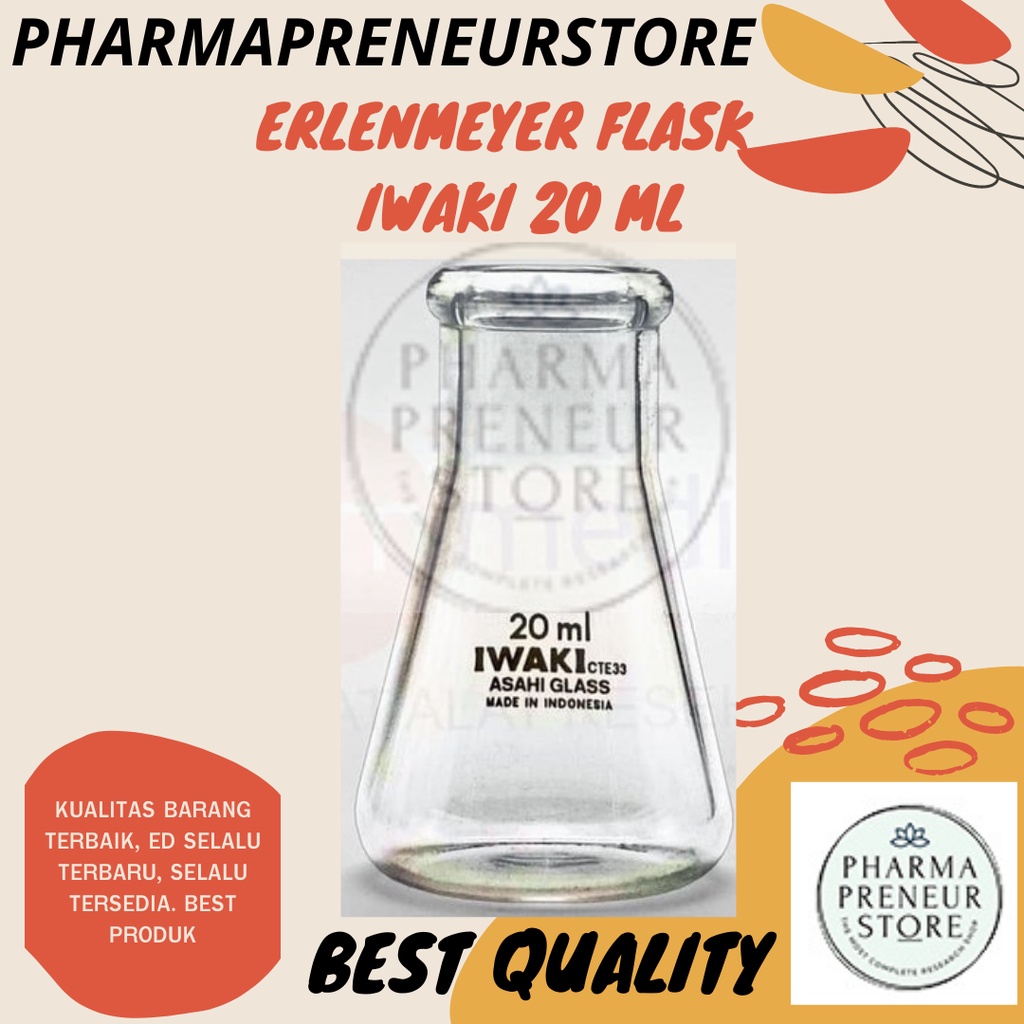 ERLENMEYER FLASK IWAKI 10 ML , 20 ML , 25 ML , 30 ML , 50 ML , DAN 100 ML BEST PRODUCT BEST QUALITY