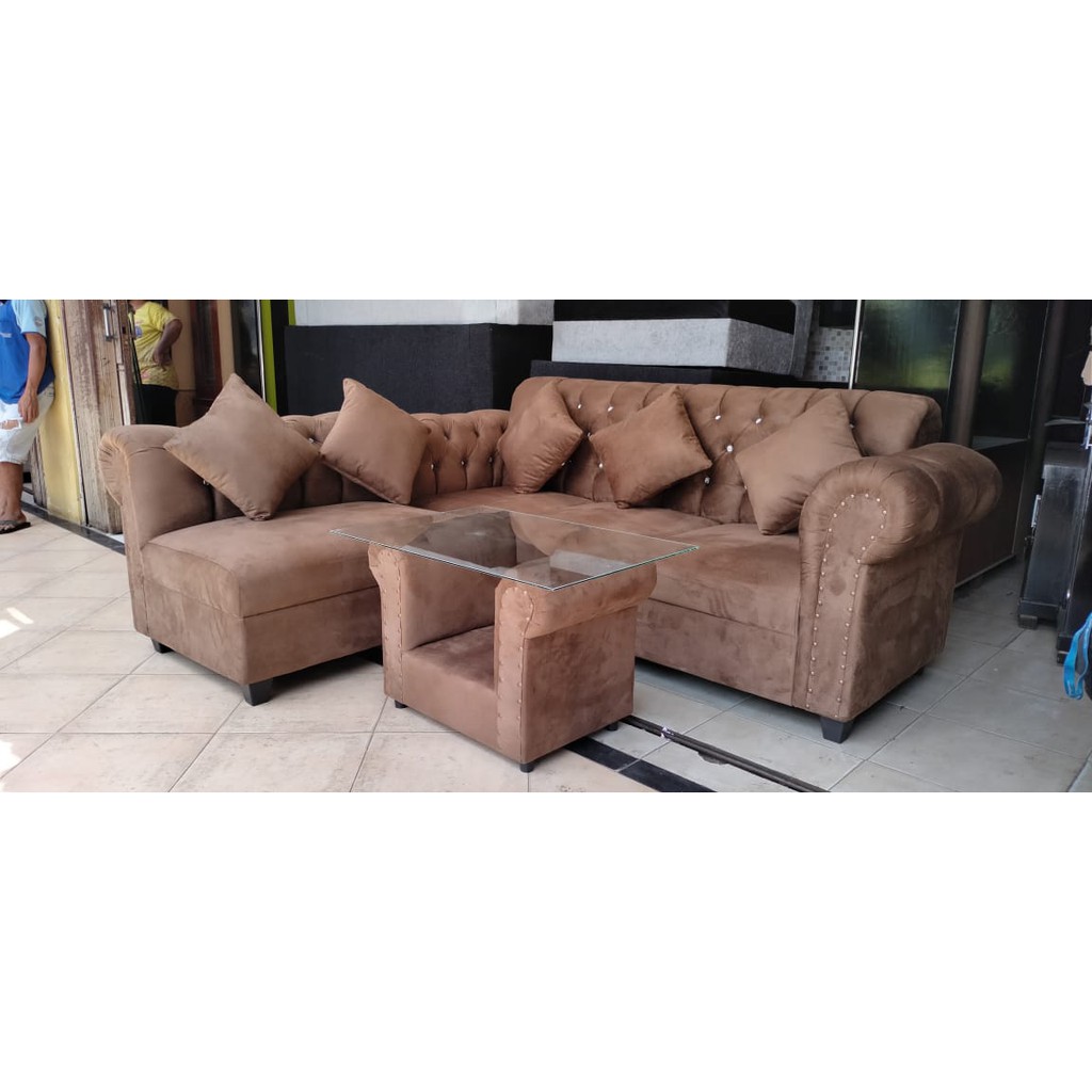 Sofa Kursi Tamu L Putus Herra + Meja
