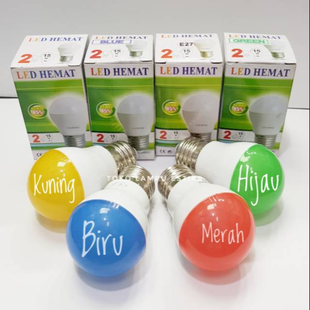 Lampu LED BULB 2 Watt Warna Kuning / Hijau / Merah/ Biru