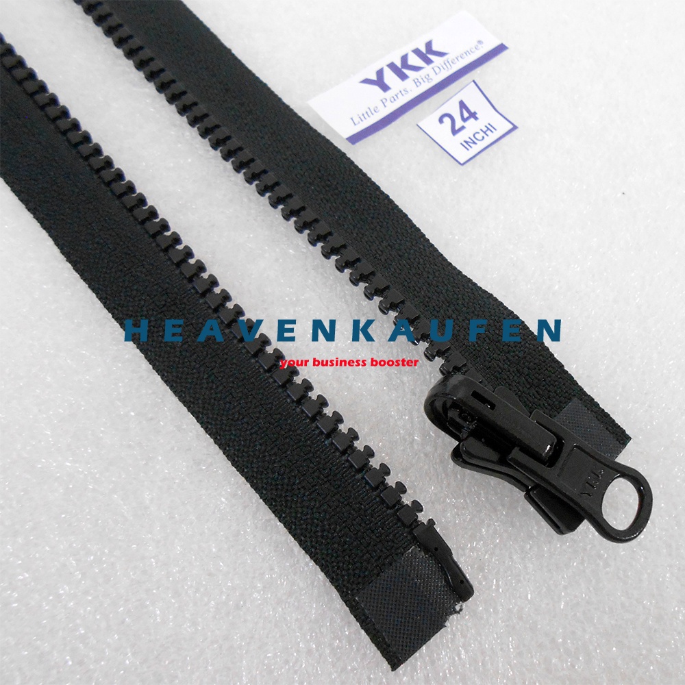 Resleting Zipper Jaket YKK Vislon Bolak Balik 60 cm / 24 inch Warna Hitam Open End Buka Lepas