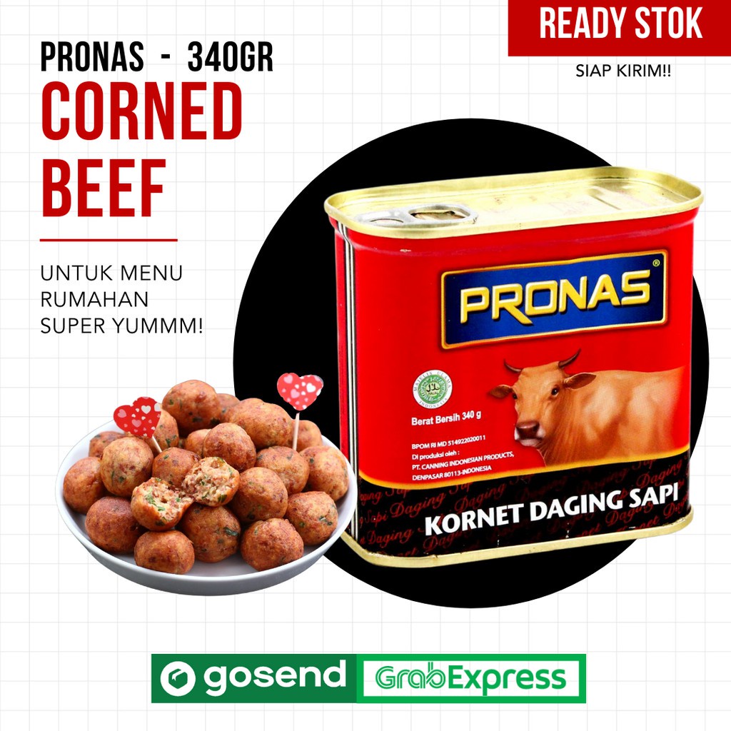 Pronas Kornet Sapi 340 g dengan kemasan EOE