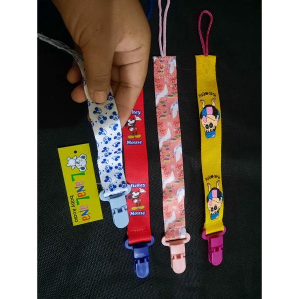 LZ.N37 tali empeng pita motif 25cm. klip rantai empeng. clip pacifier. pacifier chain