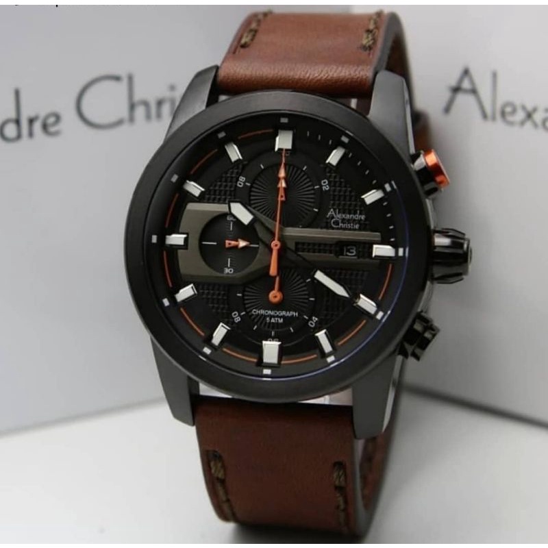 Jual ORIGINAL JAM TANGAN PRIA ALEXANDRE CHRISTIE BLACK BROWN TOMBOL