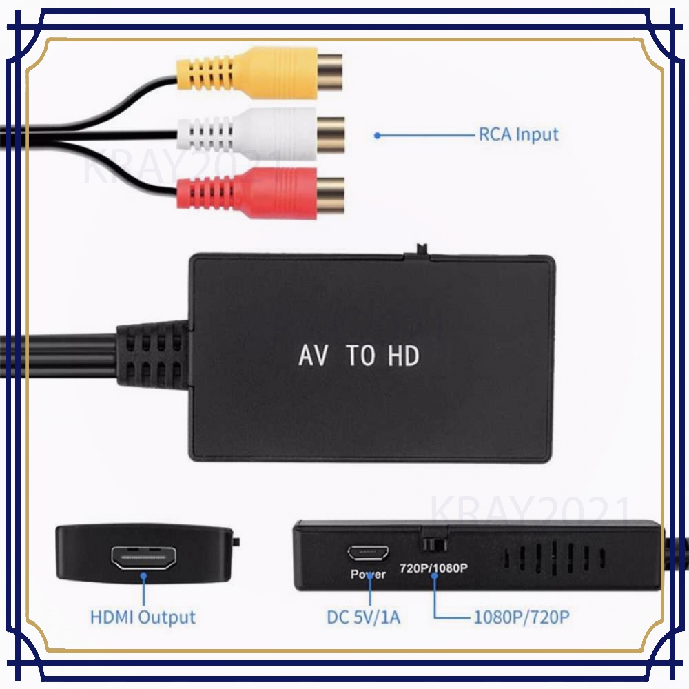 Video Audio Konverter AV RCA to HDMI Adapter 1080P