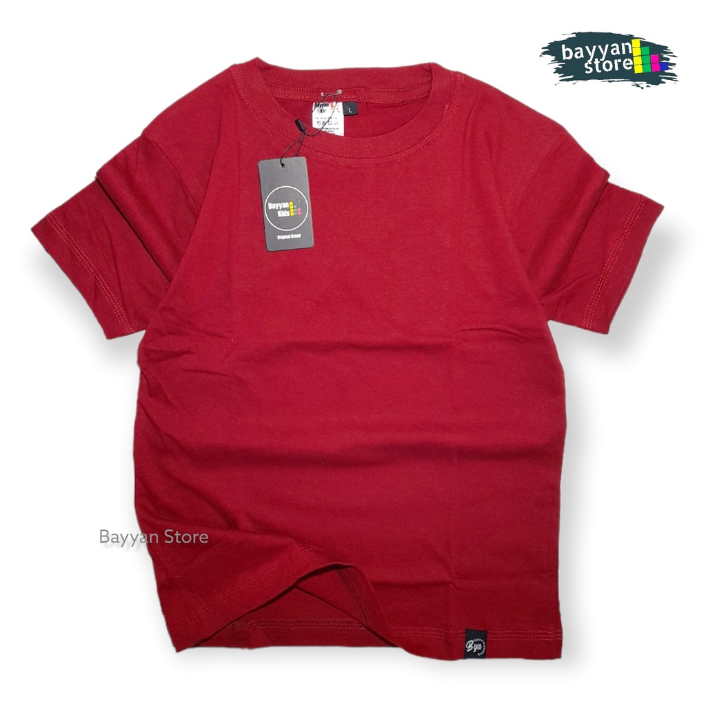 Bayyan Kaos Distro Anak Polos Umur 1 - 12 Tahun Cotton Soft 30s