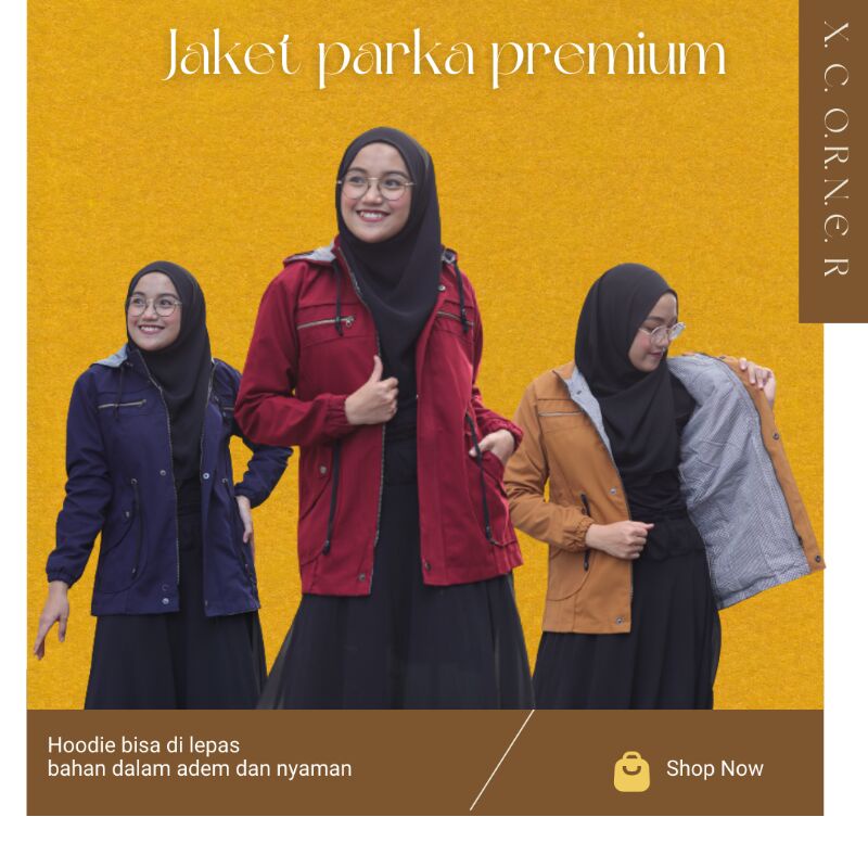 HIJRA Jaket wanita jaket muslimah Parka Baby Canvas adem Jaket Cewek Premium - HJR