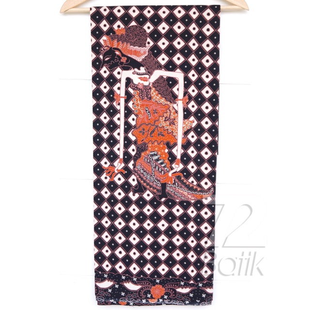 KAIN BATIK PREMIUM Bahan Katun Motif Wayang Dewi Sembadra Nitik Hitam Putih Orange 727648 Cap 72 Jarik Jarit Samping Kebat Panjang Batik Katun Modern Premium Bahan Seragam Batik Pernikahan Kantor Keluarga Murah Kamen Jadi Batik Bali Lembaran