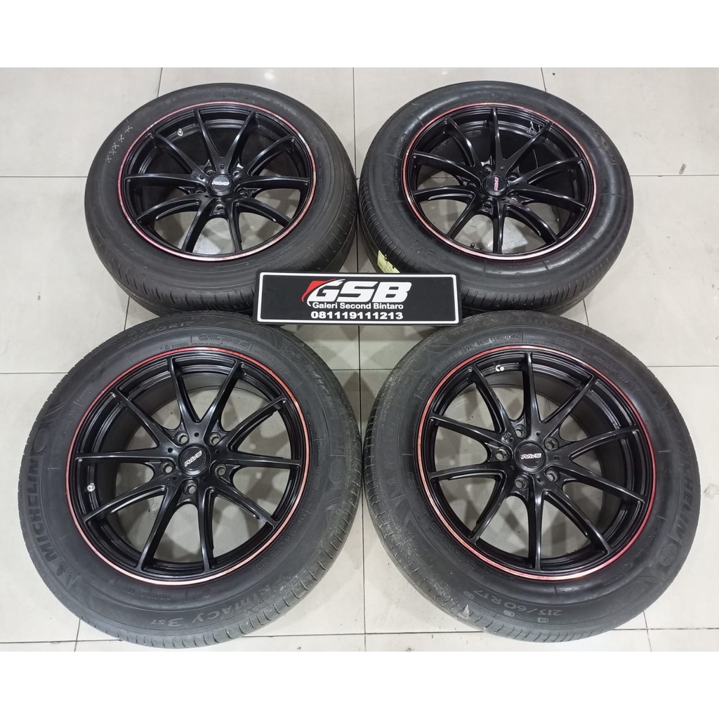 VELG MOBIL SEKEN RAYS R17X7,5 5X114,3 BLACK +BAN MICHELIN (3) PCS 215 60 R17 (70%) ZP