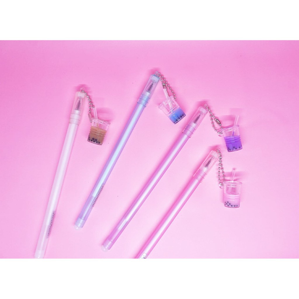 PAKET 1 LUSIN 12 PEN BUBBLE TEA BOBA UNIK LUCU BOLPEN LUCU PENA UNIK PULPEN IMUT READY COD-1