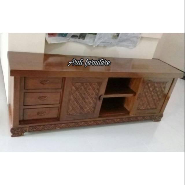 Bufet minimalis meja tv cantik jati ukir jepara