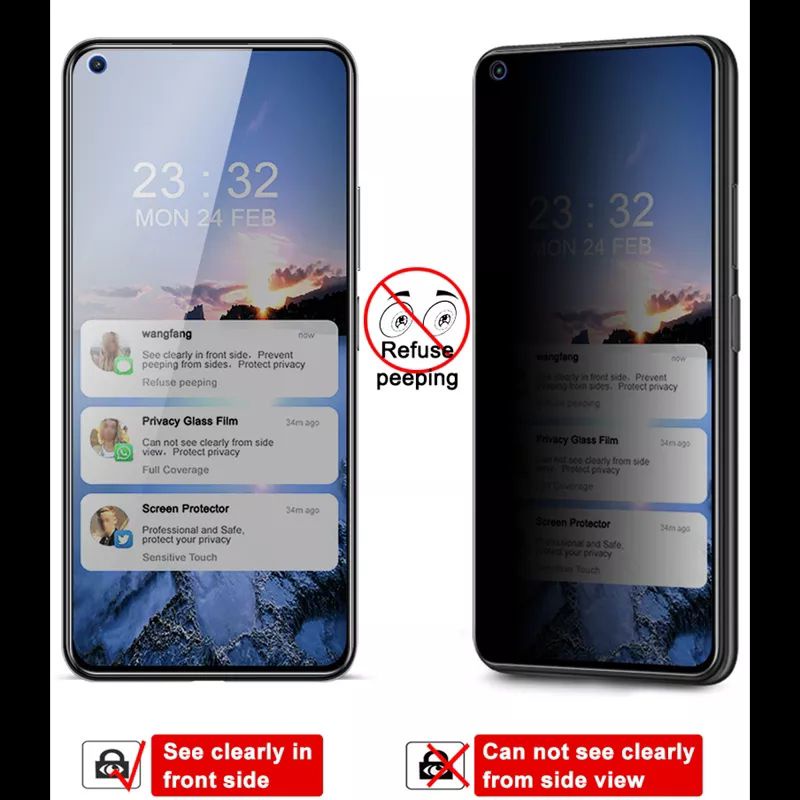 Tempered Glass Anti Spy Oppo Reno7 Reno 7 Pro 5G Full Layar Screen Protector