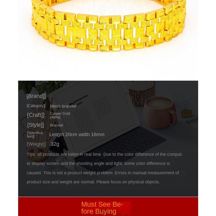 Perhiasan Gelang Lapis Emas Asli Kadar 375 Gaya Bangkok Untuk Pria