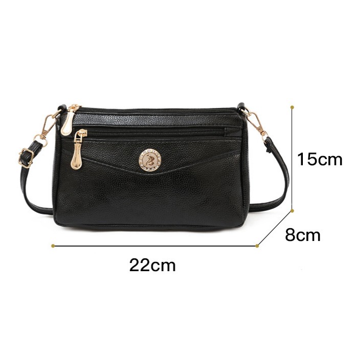 TAS SELEMPANG IMPORT WANITA KULIT KOREA HITAM TA091B5 LAHORE FASHION PESTA BATAM MURAH PREMIUM ORI