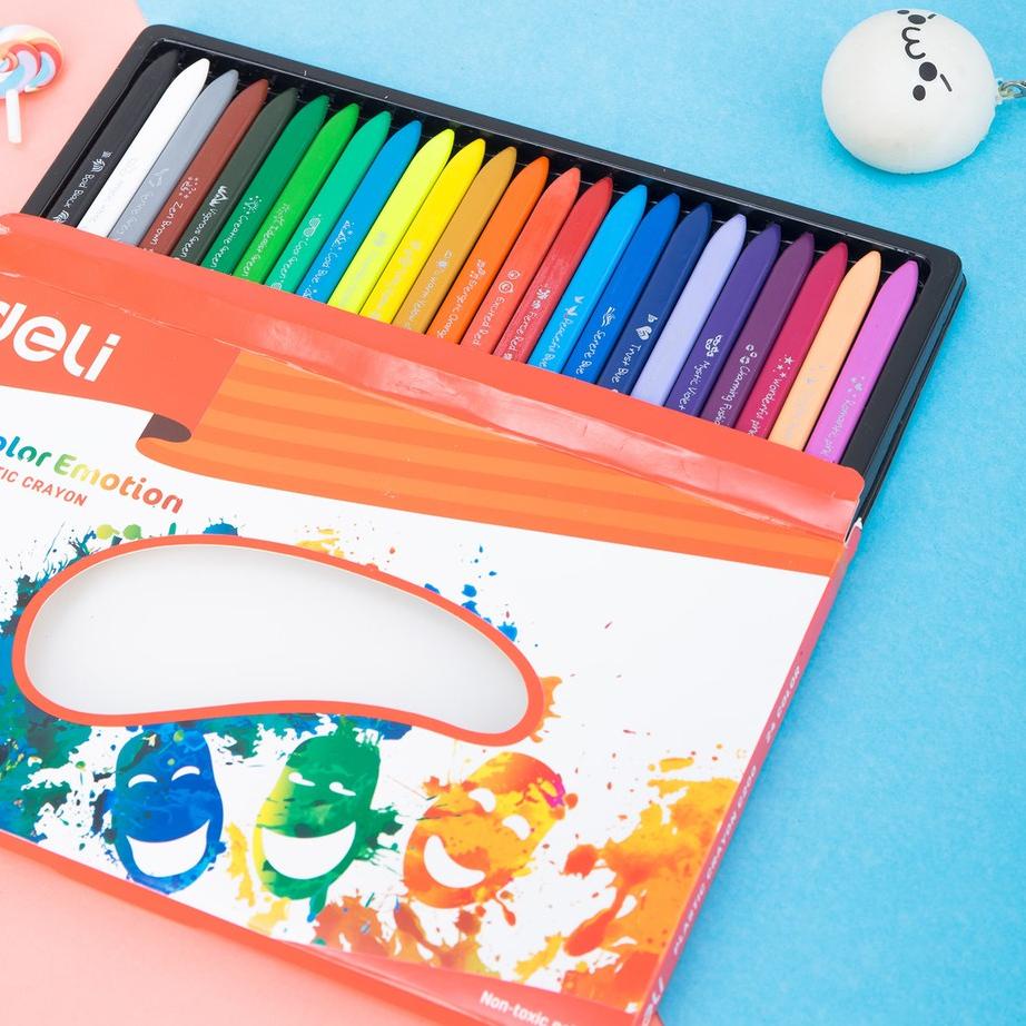 

[PRODUK BEPIW] Deli Krayon Plastik 12/18/24 Warna Cerah Bentuk segitiga ergonomis tidak beracun EC20000 GYE