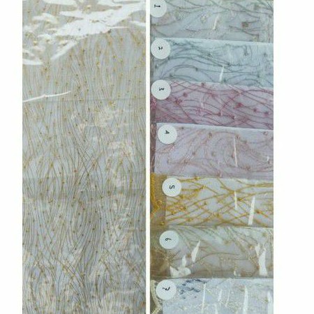 Bahan gamis kain brukat tile akar mutiara gliter