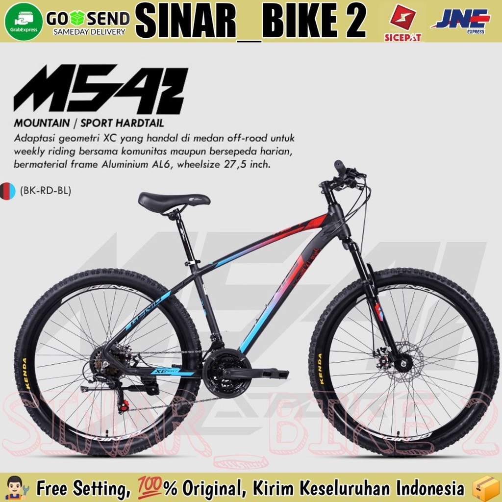 Sepeda Gunung MTB GENIO M542 Frame Alloy 24 Speed Uk.27.5 Inch